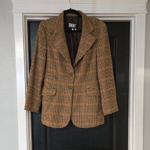 DKNY Vintage Houndstooth Wool And Cashmere Blazer Size 10